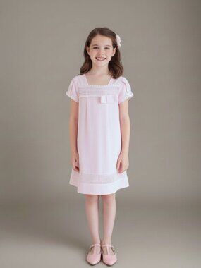 LAUNDRY by Shelli Segal Pink Linen Blend Dress Little Girls